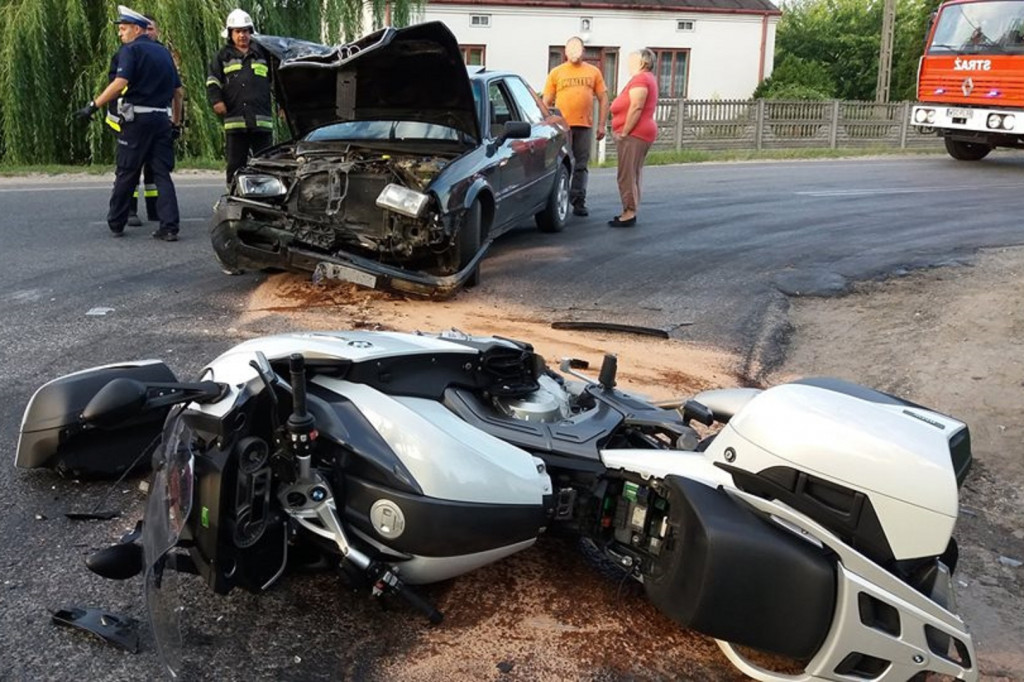 Wypadek motocyklisty we Wszeliwach