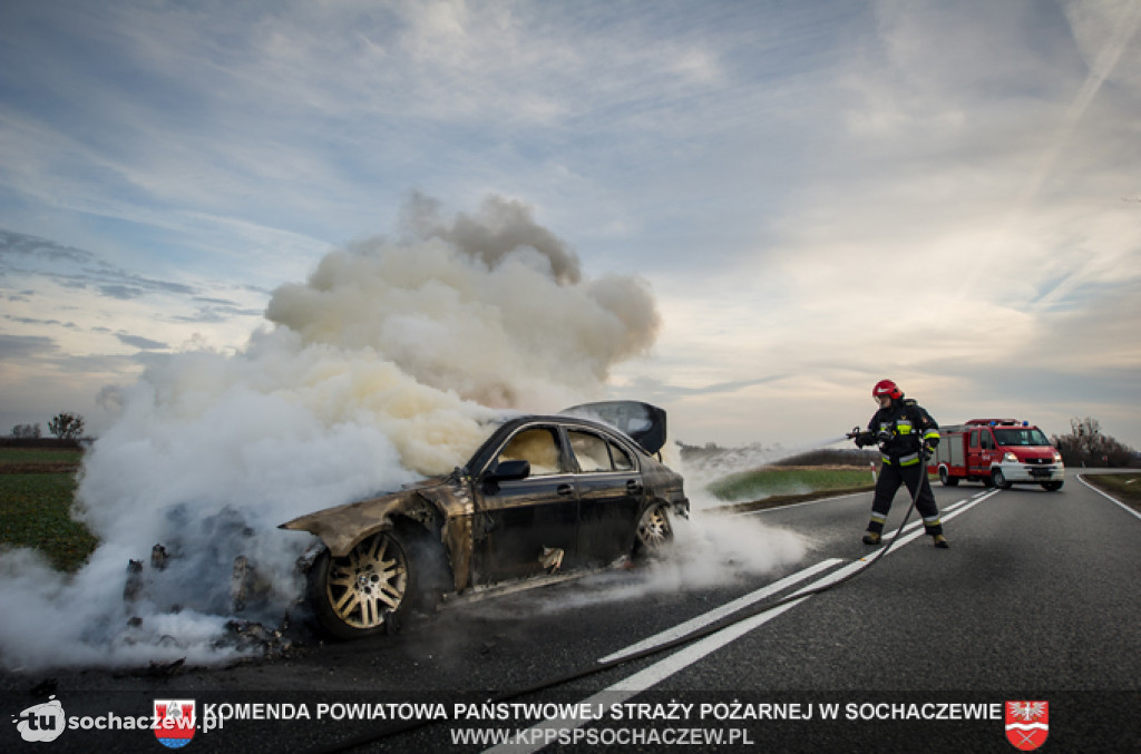 Pożar samochodu w gminie Iłów