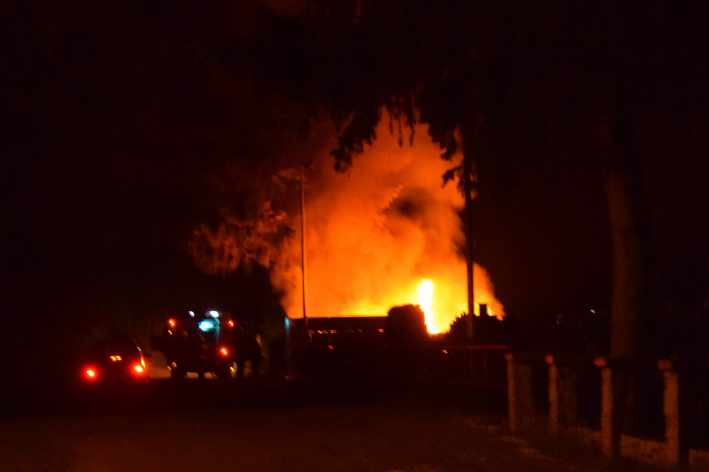 Pożar na cmentarzu w Giżycach