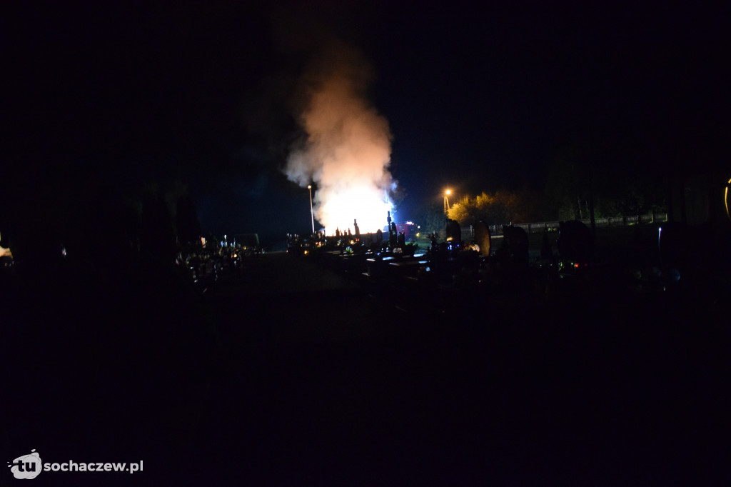 Pożar na cmentarzu w Giżycach