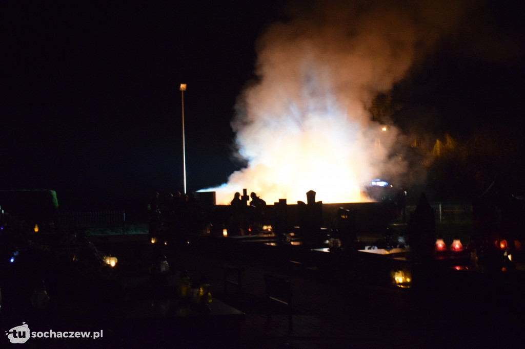 Pożar na cmentarzu w Giżycach