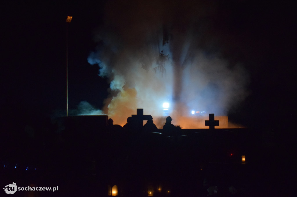 Pożar na cmentarzu w Giżycach