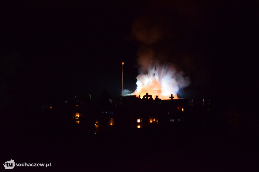 Pożar na cmentarzu w Giżycach