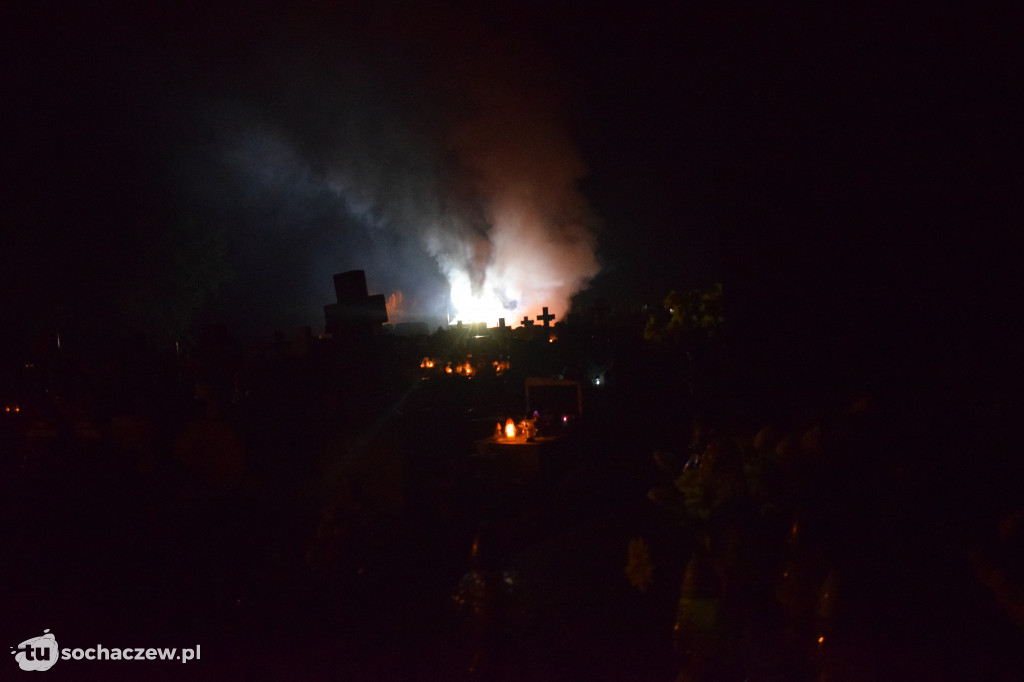 Pożar na cmentarzu w Giżycach