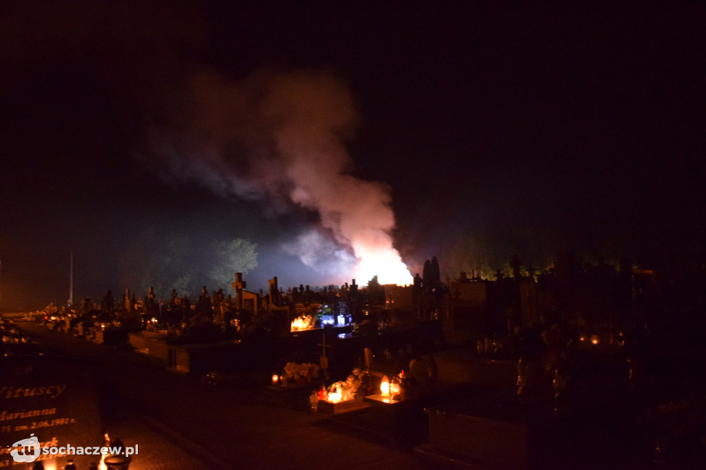 Pożar na cmentarzu w Giżycach
