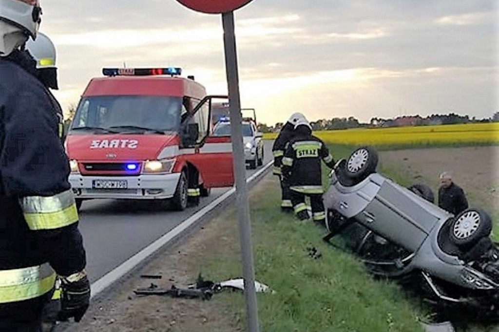 Wypadek w Giżyczkach na zakręcie