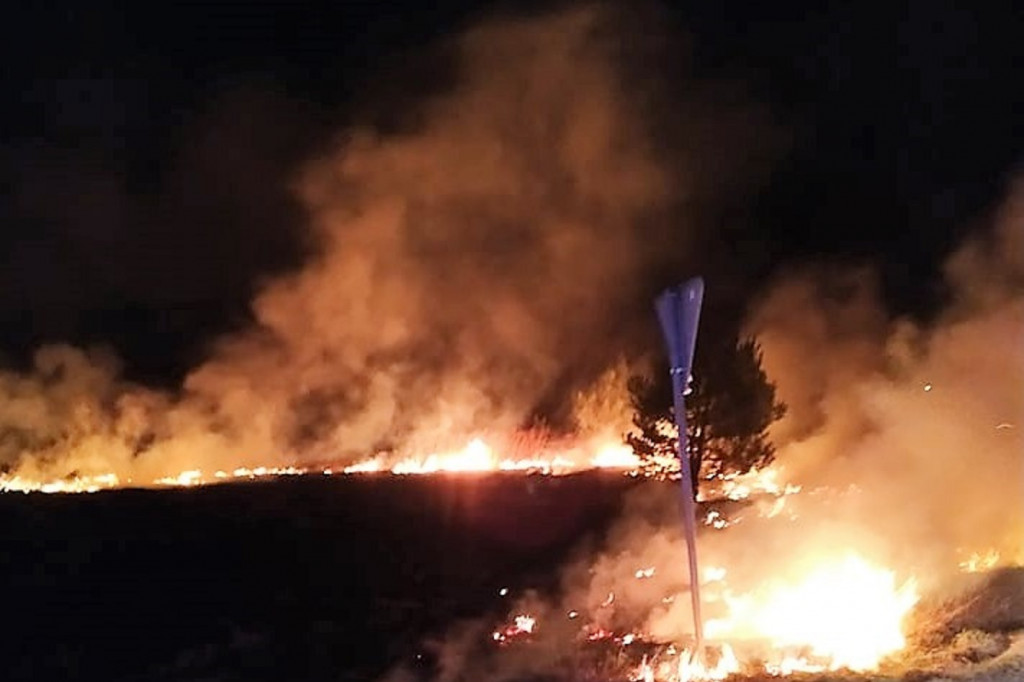 Pożar trawy w Budkach Żelazowskich