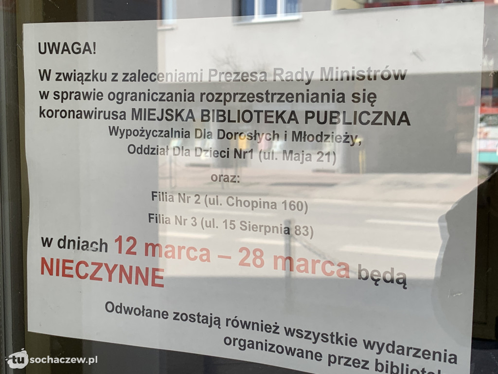 Koronawirus. Sochaczew w niedzielę 15 marca 2020