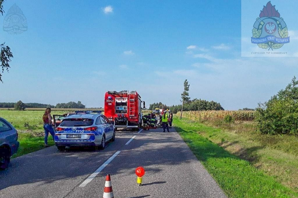 Wypadek z udziałem motocyklisty na DW 705