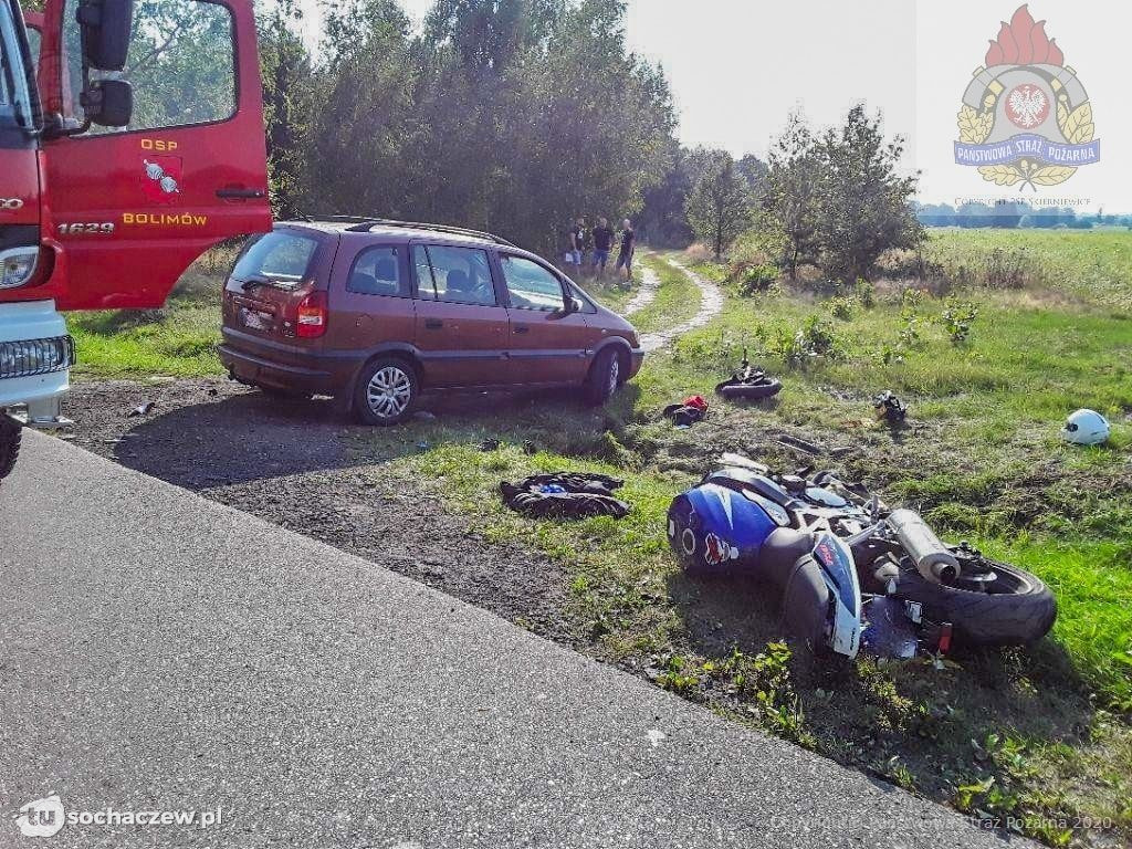 Wypadek z udziałem motocyklisty na DW 705