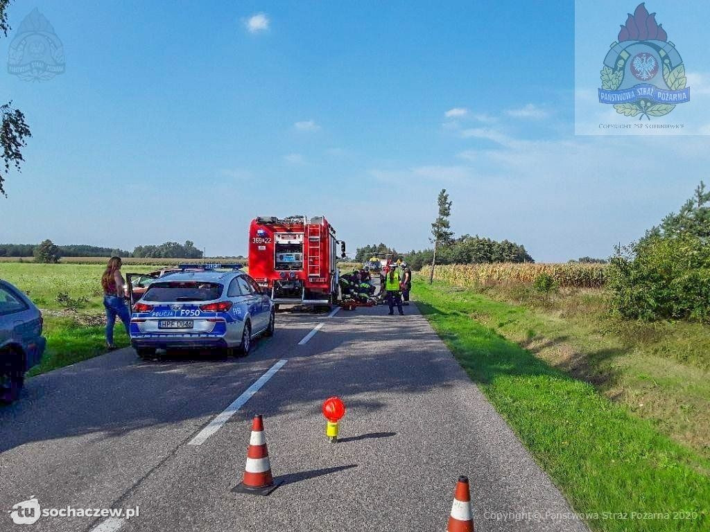Wypadek z udziałem motocyklisty na DW 705