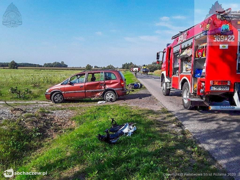 Wypadek z udziałem motocyklisty na DW 705
