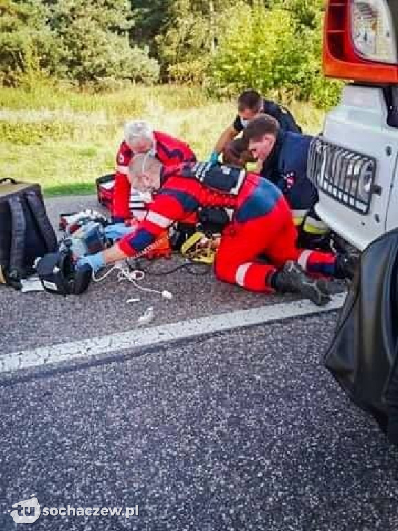 Wypadek z udziałem motocyklisty na DW 705