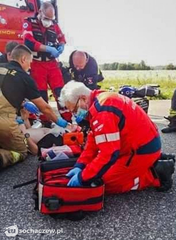 Wypadek z udziałem motocyklisty na DW 705