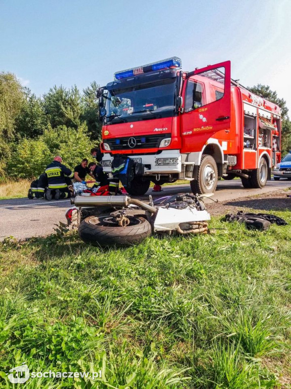 Wypadek z udziałem motocyklisty na DW 705