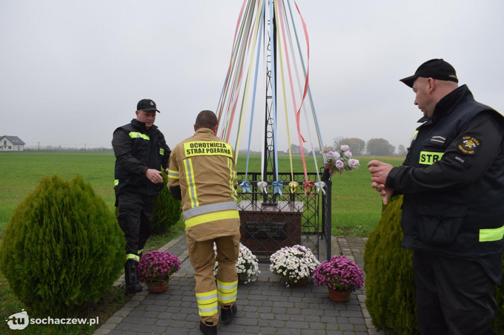 Akcja chryzantema. OSP Giżyce pomogło pani Ani z Rybna. 150 kwiatów zdobi okolice