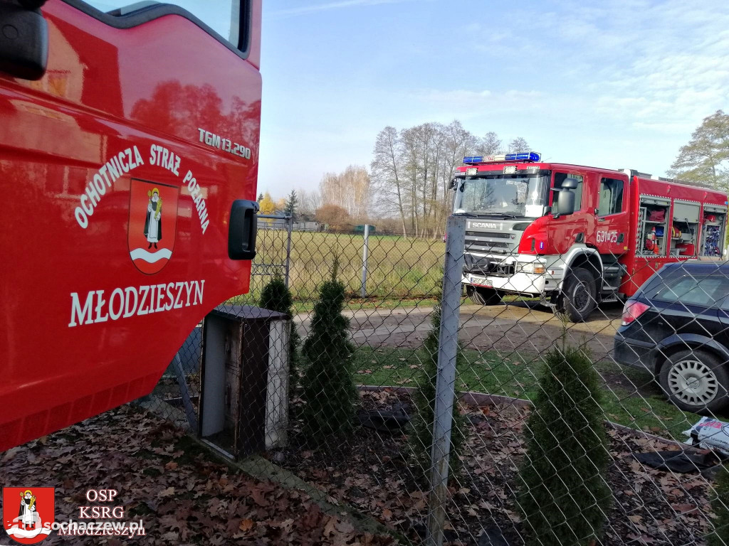 Pożar budynku w Helence