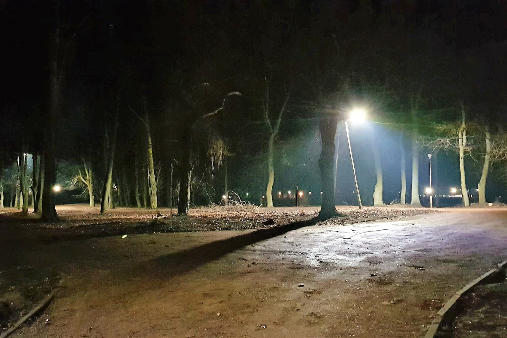 Nowe energooszczędne oświetlenie w zabytkowym parku w Młodzieszynie
