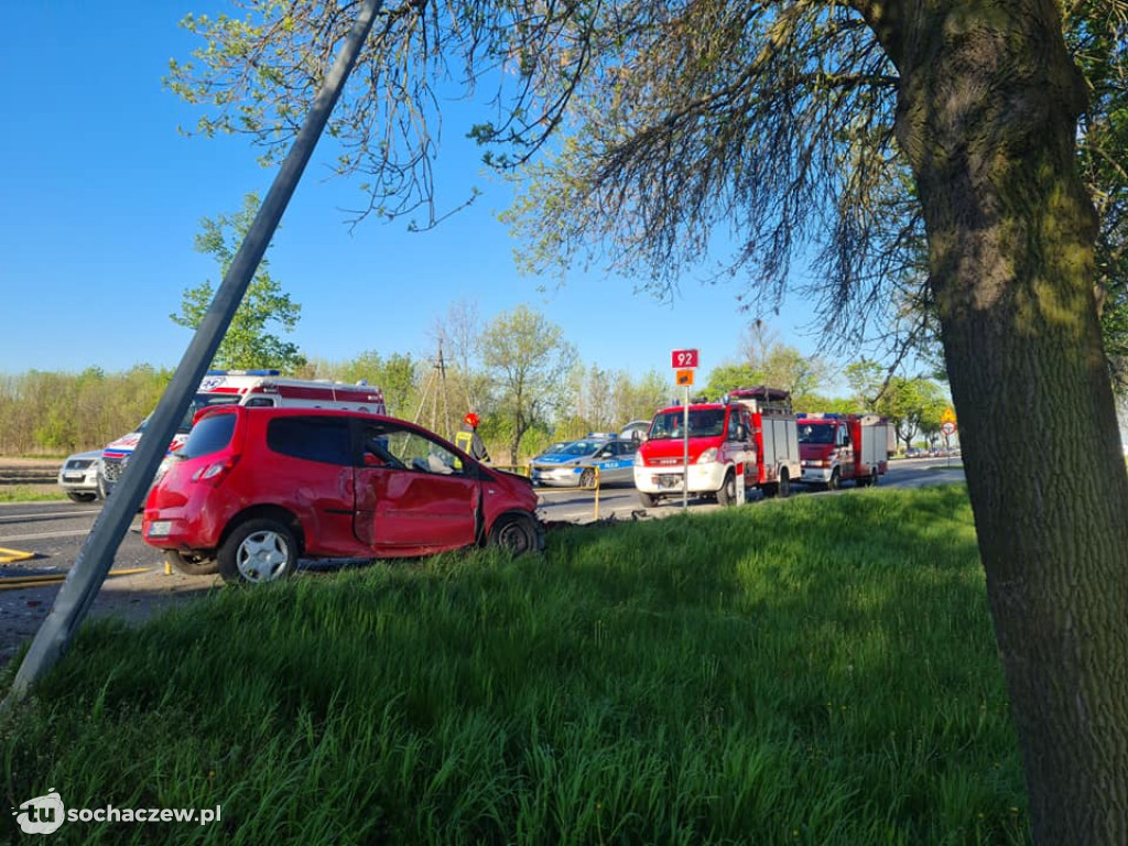 Zderzenie samochodów na DK 92