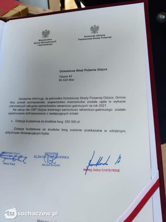 OSP Giżyce z promesą na nowy wóz strażacki