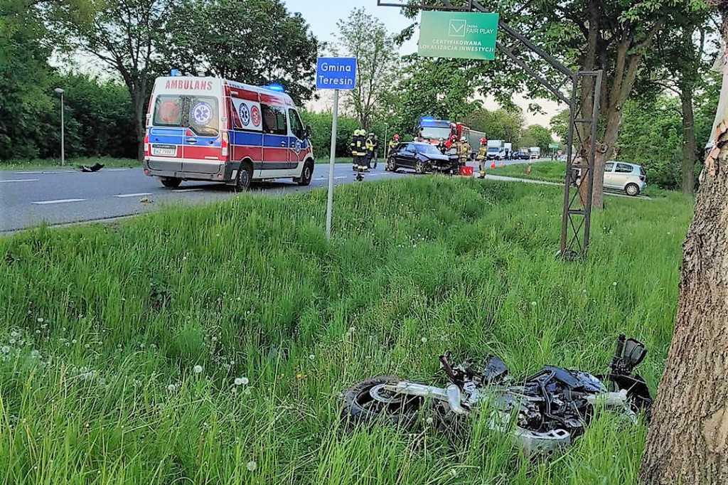 Wypadek na DK 92 w gminie Teresin