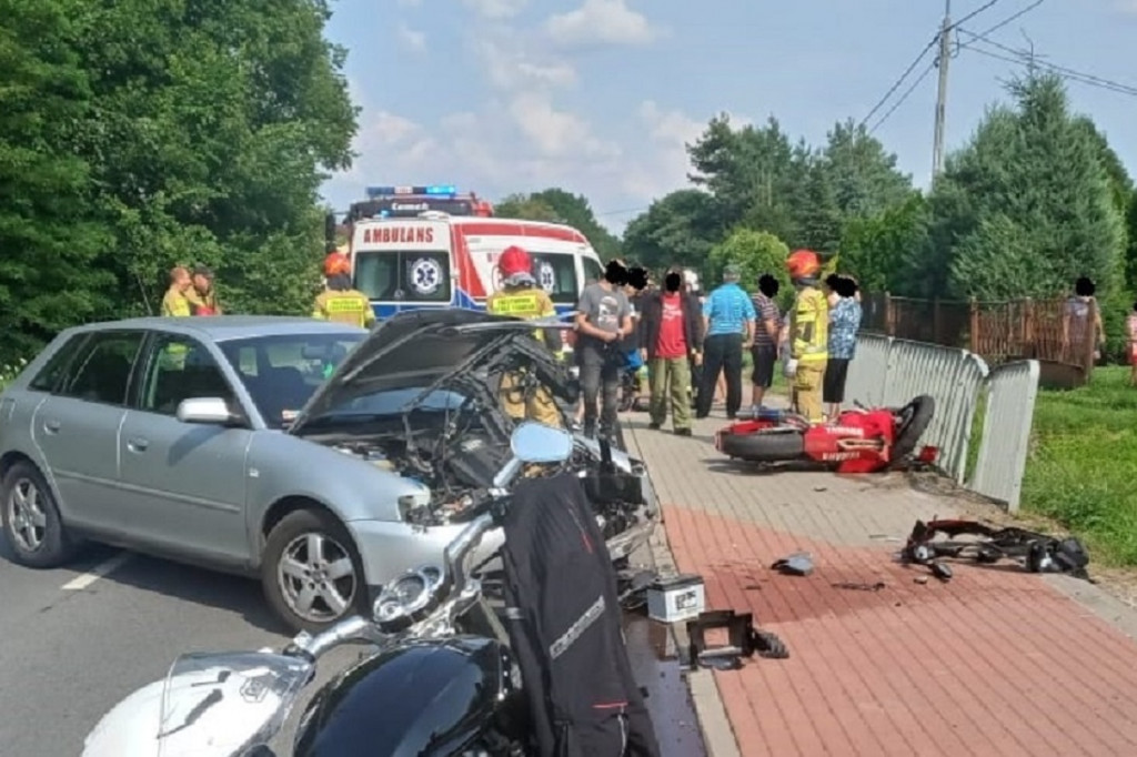 Wypadek motocyklisty w Komorowie