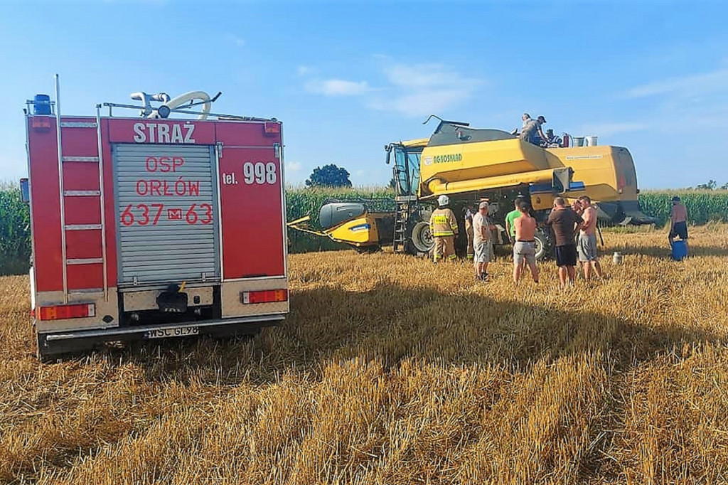 Pożar kombajnu w Kościelnej Górze