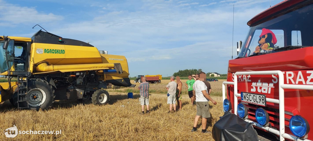 Pożar kombajnu w Kościelnej Górze