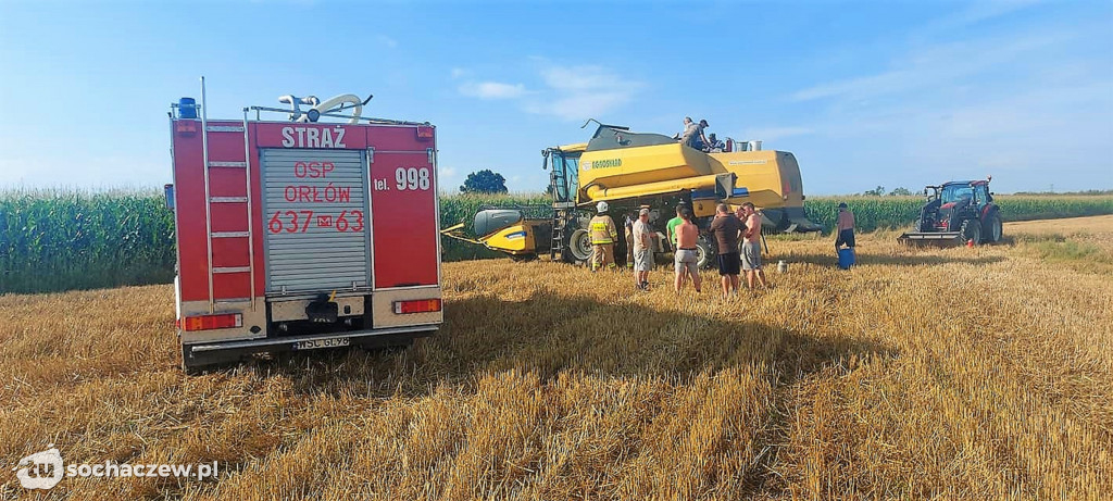 Pożar kombajnu w Kościelnej Górze