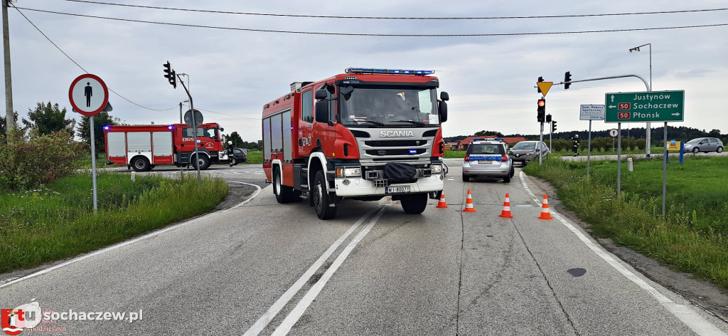 Zderzenie samochodów w Młodzieszynie