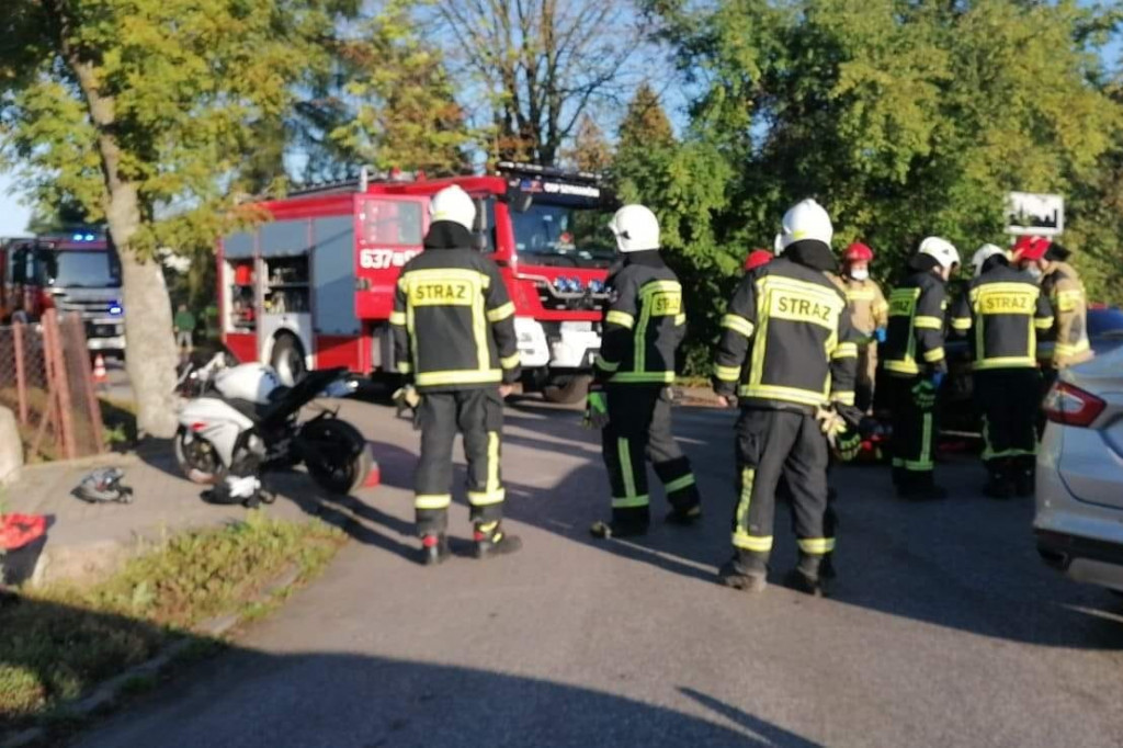 Elżbietów zderzenie motocykla z osobówką