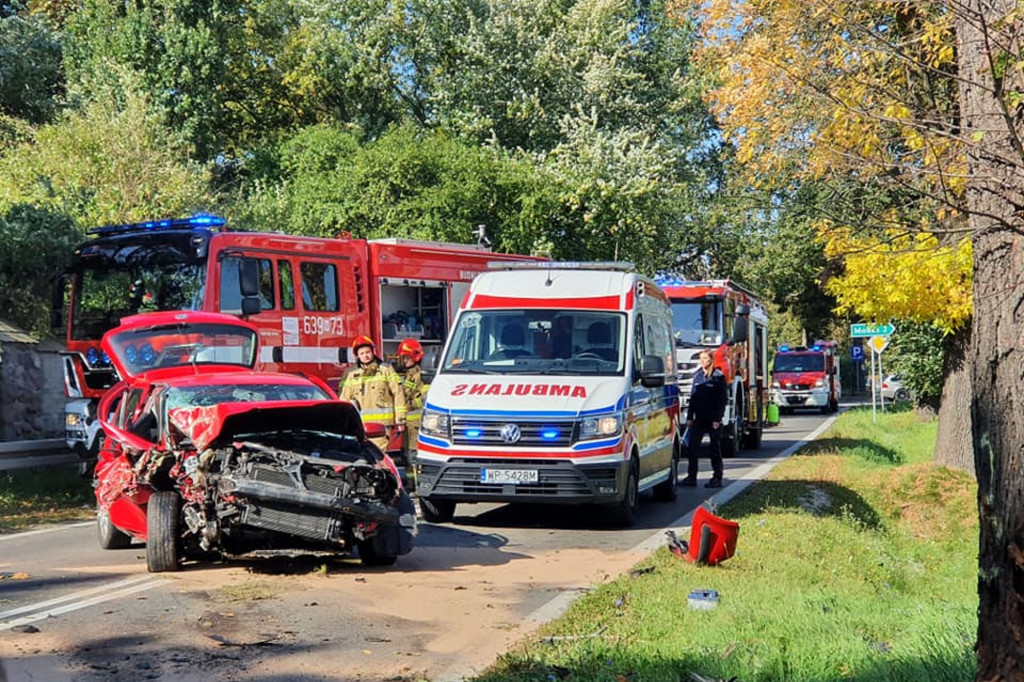 Żelazowa Wola: osobówka uderzyła w drzewo