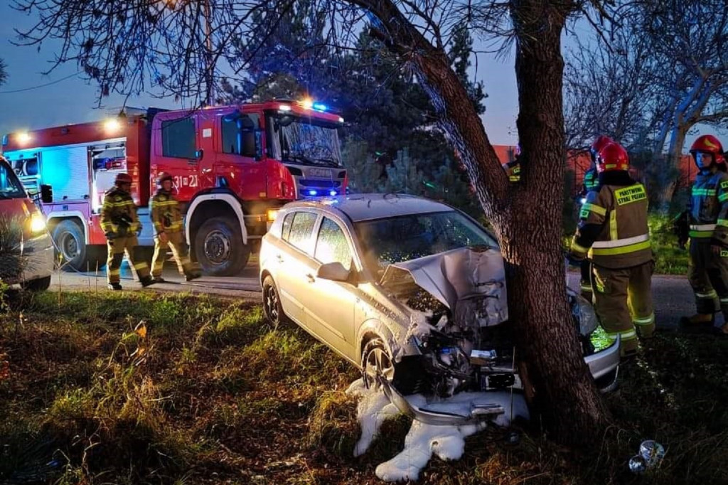 Żdżarów auto uderzyło w drzewo