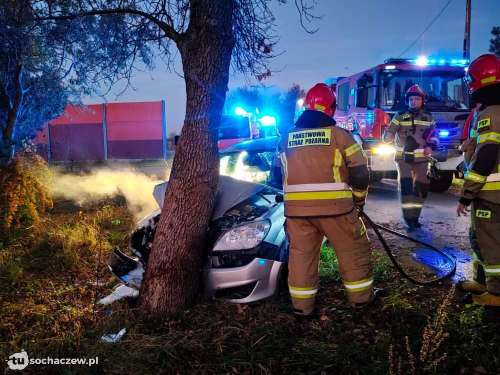 Żdżarów auto uderzyło w drzewo