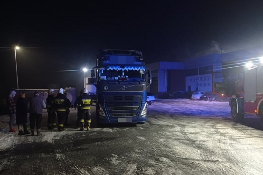 Pożar ciężarówki w Giżycach