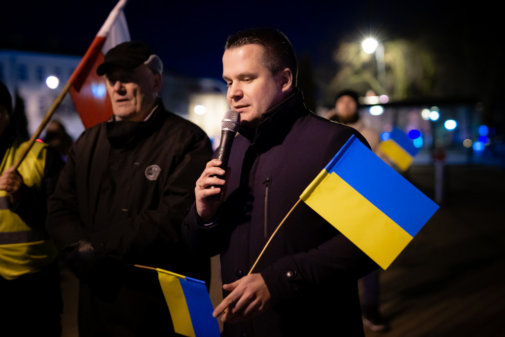 Wiec poparcia dla Ukrainy w Sochaczewie 28 lutego