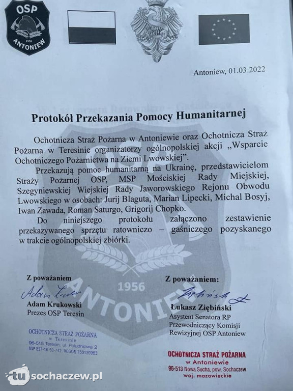 Strażacki konwój dotarł na Ukrainę