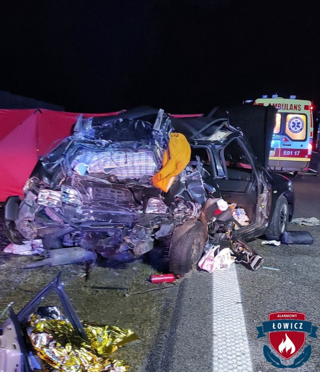 Tragedia pod Łowiczem: nie żyje kobieta i dwoje dzieci