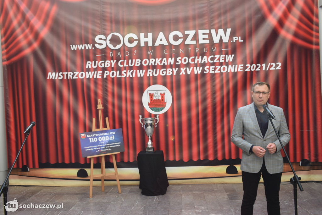 Złoci rugbiści w Kramnicach Miejskich. Spotkanie z władzami Sochaczewa i kibicami