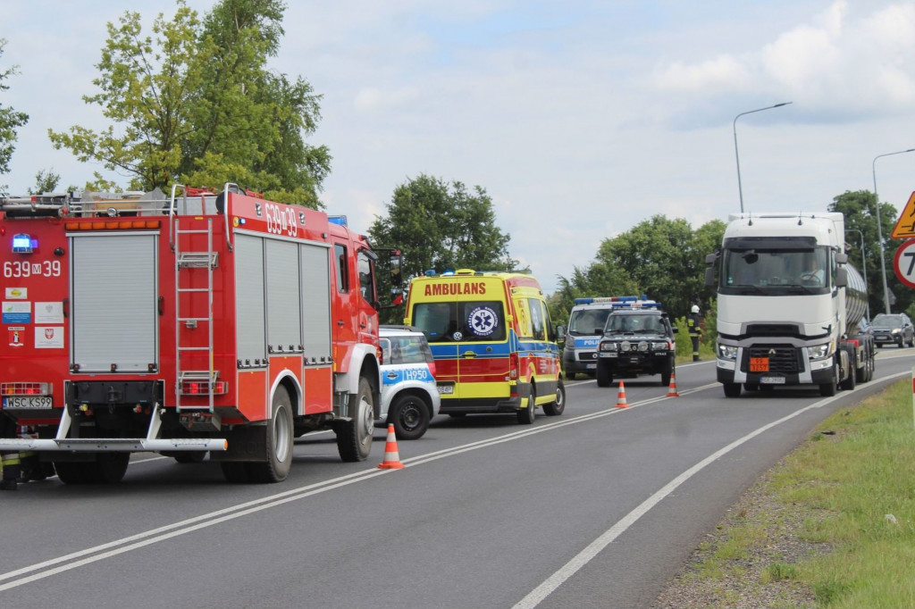 Wypadek w Kamionie z udziałem motocyklisty