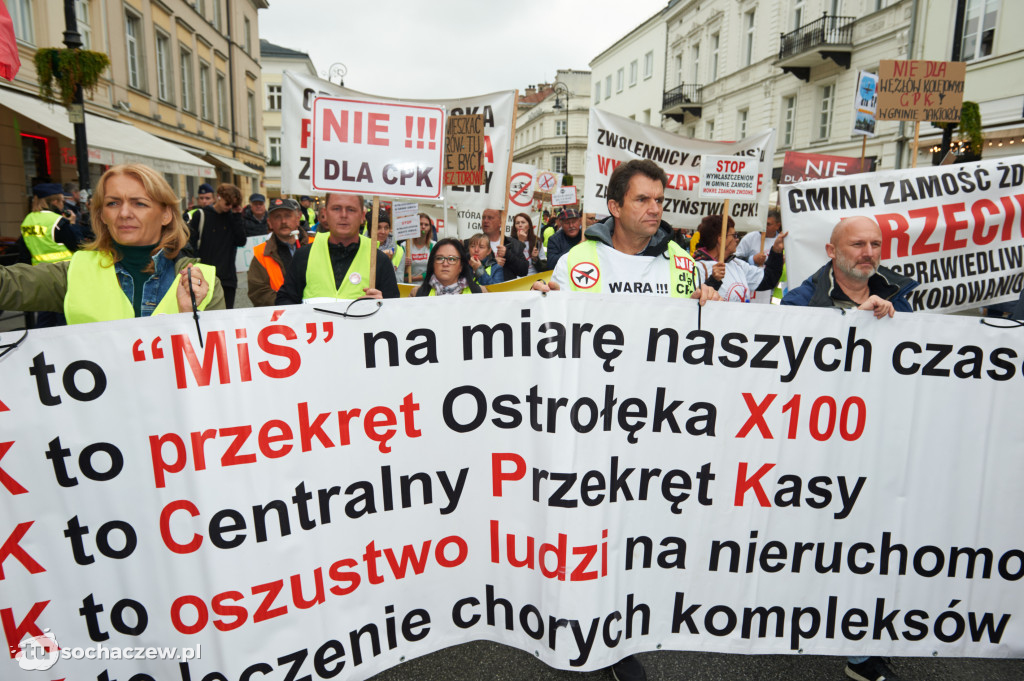 Protest przeciw CPK w Warszawie