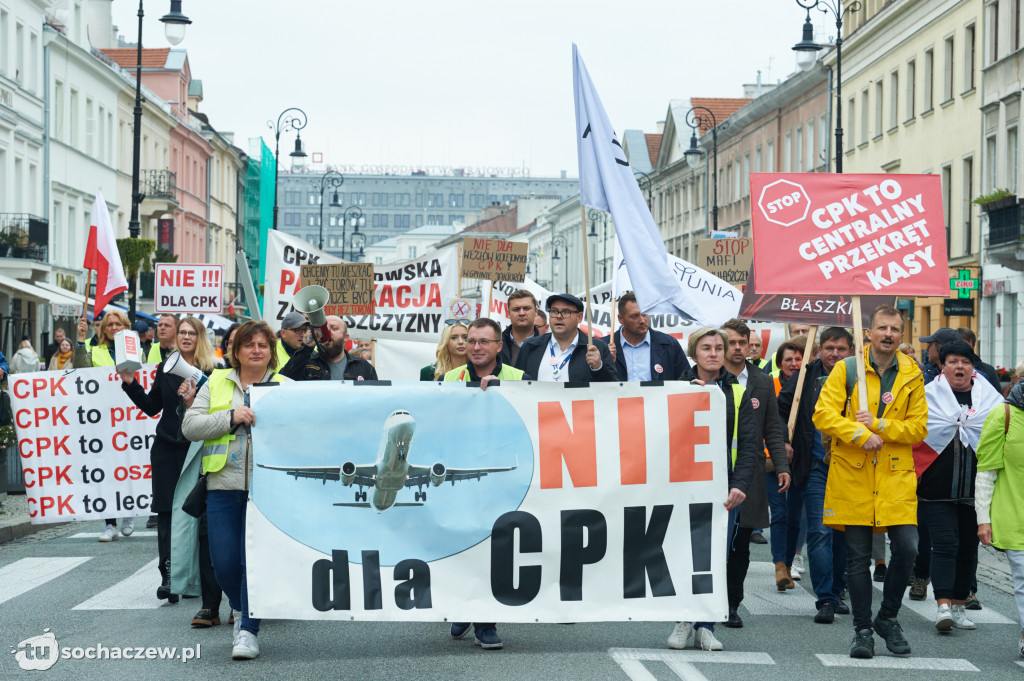 Protest przeciw CPK w Warszawie