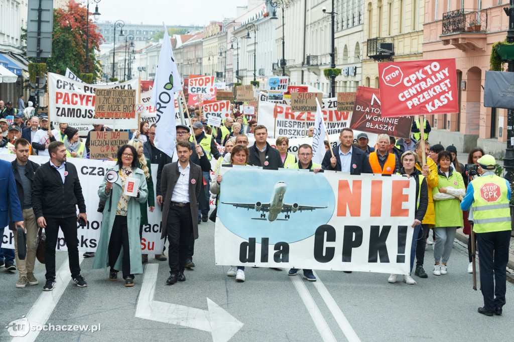 Protest przeciw CPK w Warszawie