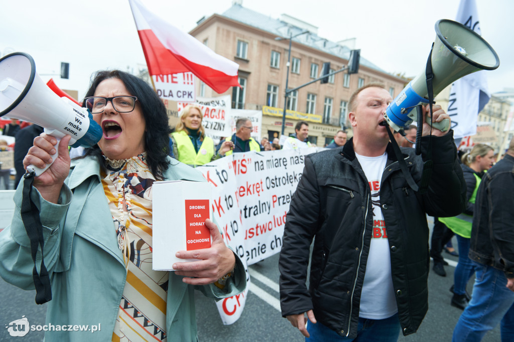 Protest przeciw CPK w Warszawie