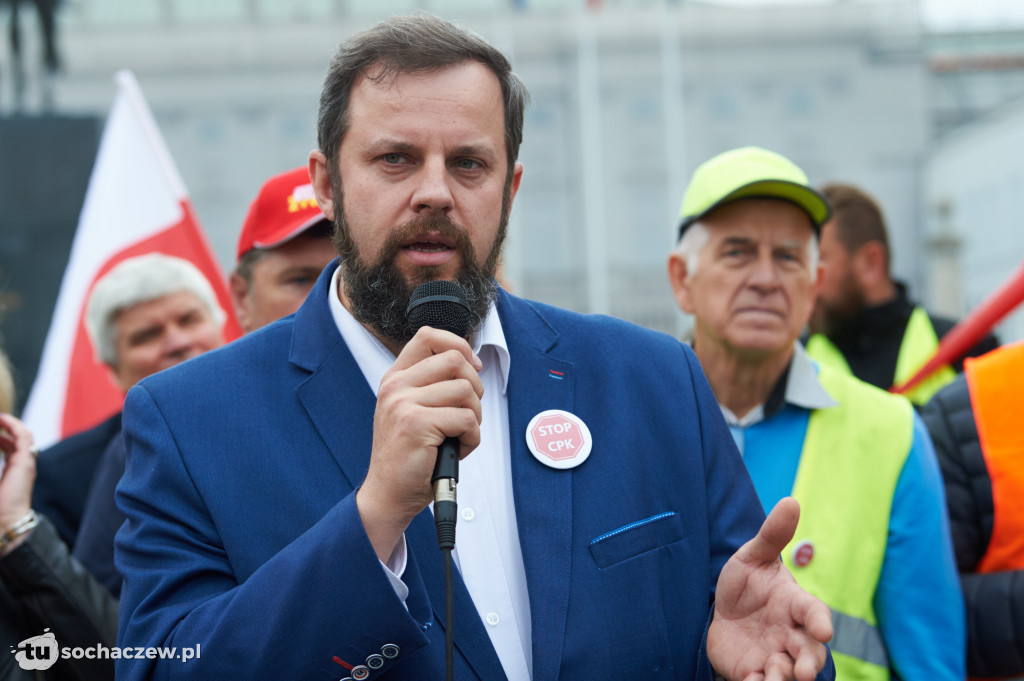 Protest przeciw CPK w Warszawie