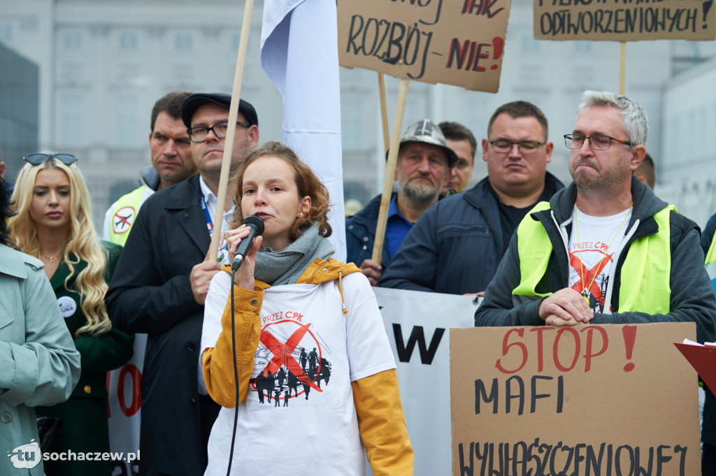 Protest przeciw CPK w Warszawie