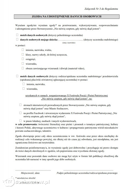 Regulamin i karta zgłoszenia 