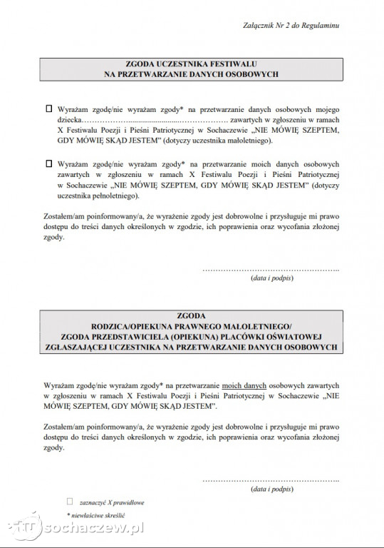 Regulamin i karta zgłoszenia 