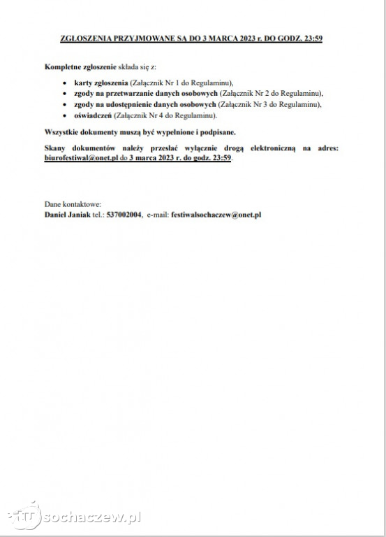 Regulamin i karta zgłoszenia 