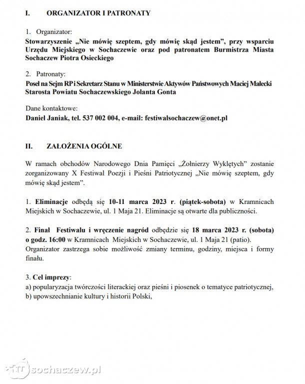 Regulamin i karta zgłoszenia 
